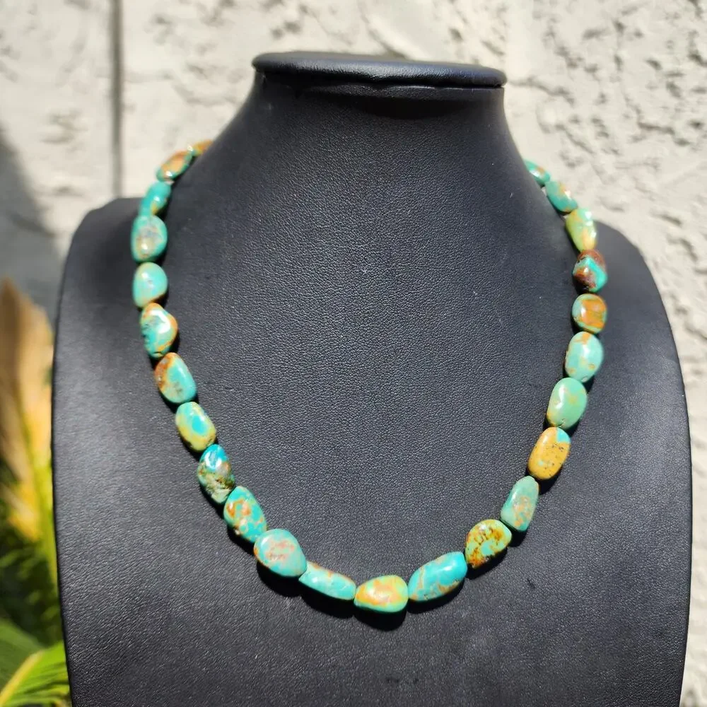 Vtg Royston Turquoise Necklace Sterling Silver Blue Green Brown Gemstone Native - Picture 3 of 12